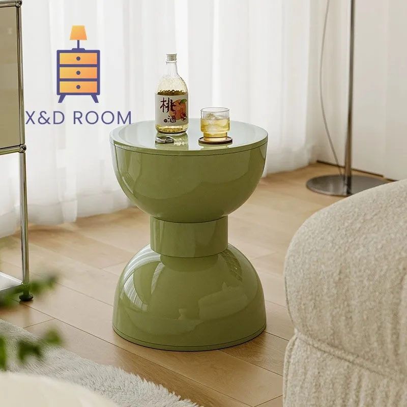 

X&D Small Apartment Simple Home Tea Tables Bedside Table Low Stool Three In One Shoe Stool Living Room Nordic Circular Tea Table