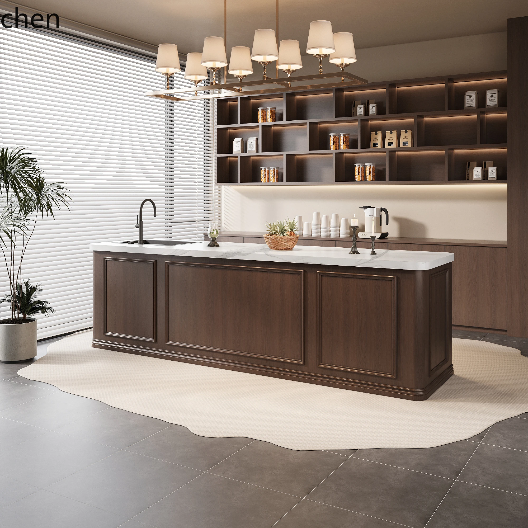 

ZML Retro Coffee Shop Cash Register Integrated Beverage Bar Operation Counter Bar Table