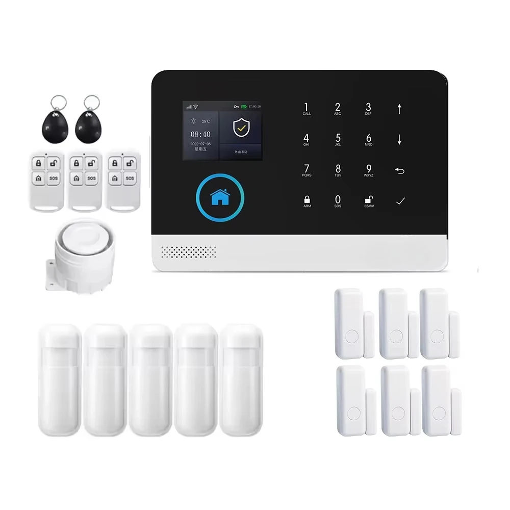 Doodle Smart Living Home Security Wireless WIFI 4G/GSM Alarm System 99 Wireless Area PIR Motion Sensor, Touch Keyboard LCD Alexa