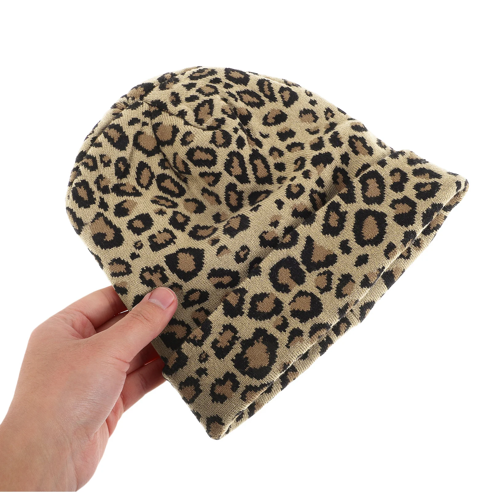 امرأة لينة الدافئة قبعة متماسكة الجمل ليوبارد محبوك قبعة بسط لخريف شتاء في الهواء الطلق أزياء المرأة محبوك قبعة