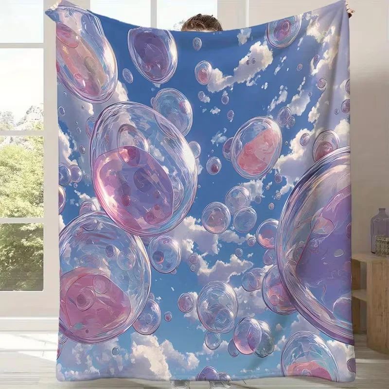 Fantasy Underwater Train Throw Blanket Ocean Coral Fish Anime Scene Print Soft Cozy Room Decor Blanket