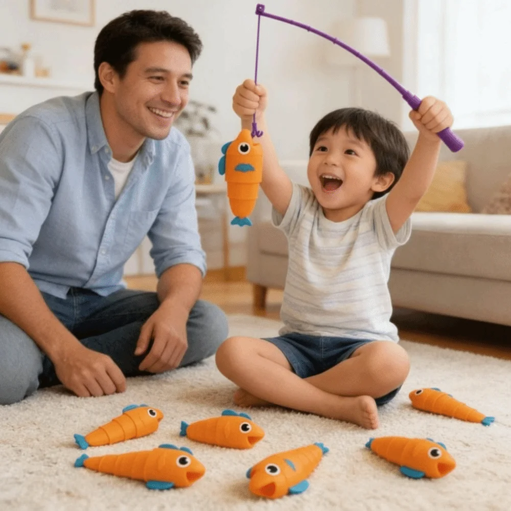 Extendable Design Fishing Master Table Cartoon Style Stretchable Body Fishing Board Game Children Gits Retractable Fishing Set