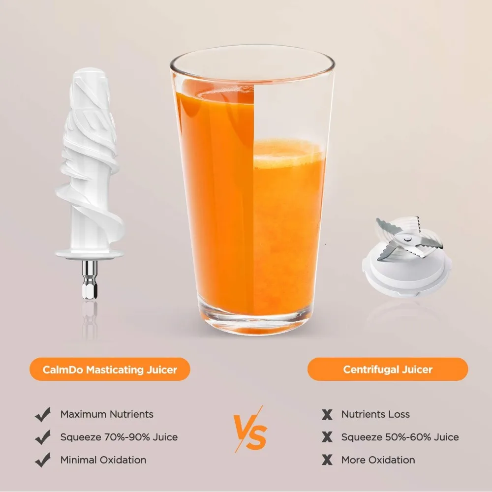 Juice Extractor, Slow Juicer Cold Press with Reverse Function, Anti-Drip and Silent Motor, BPA Free Ceramic Screws