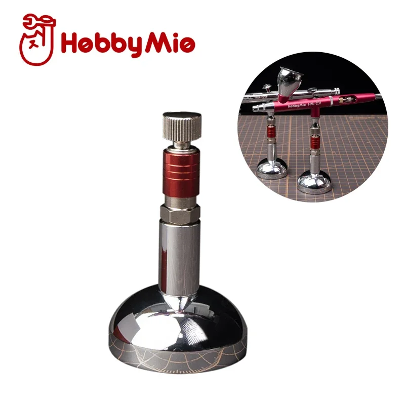 HOBBY MIO-Base de aerógrafo totalmente de cobre, soporte de Metal para pluma pulverizadora, entrada de aire autoblocante de 1/8 pulgadas, Base de pantalla de cepillo de aire metálico