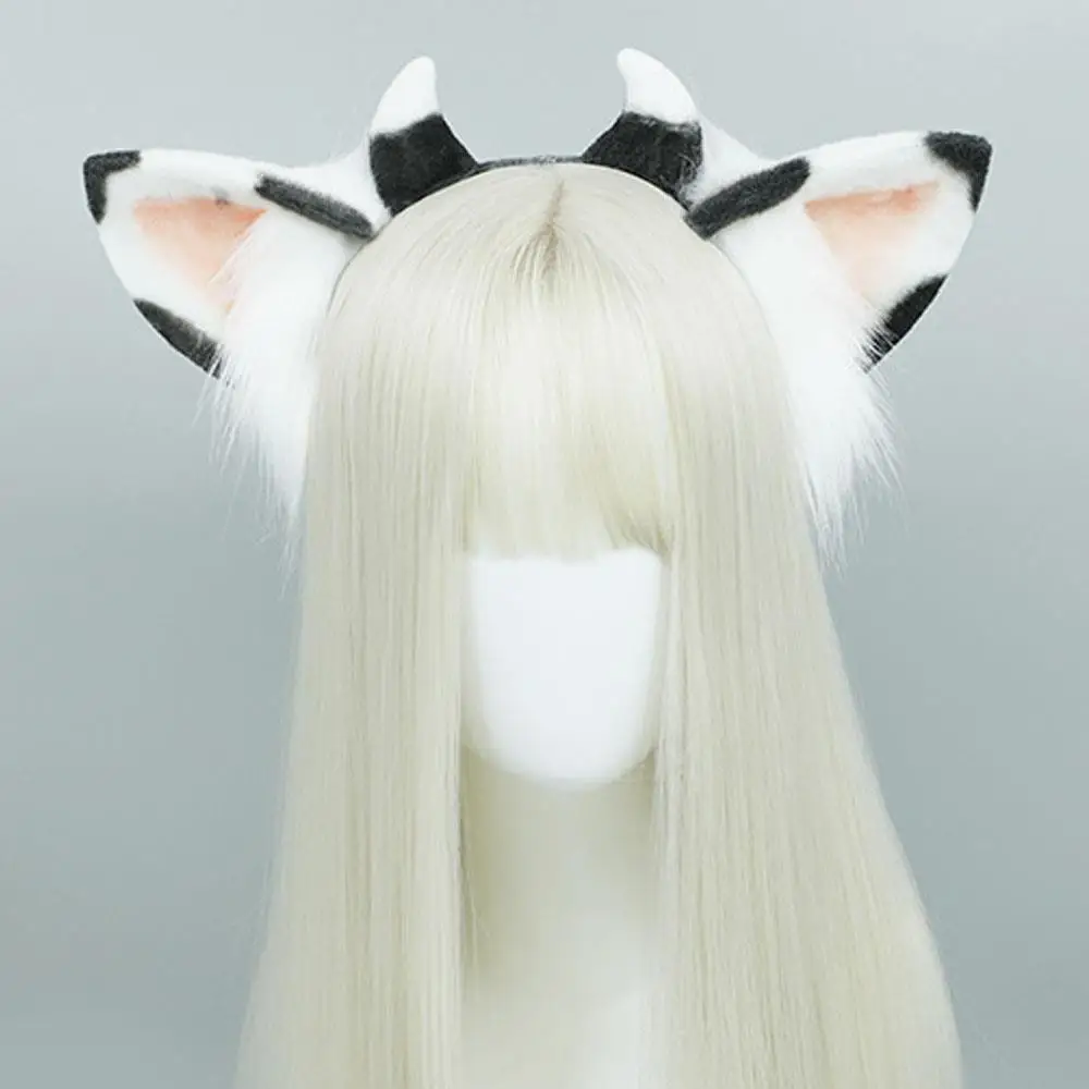 تأثيري لوليتا لطيف البقرة الشعر هوب للنساء فتاة الشتاء DIY بها بنفسك لينة فروي عقال للحفلات موضة الأداء الدعامة هيرباند أغطية الرأس