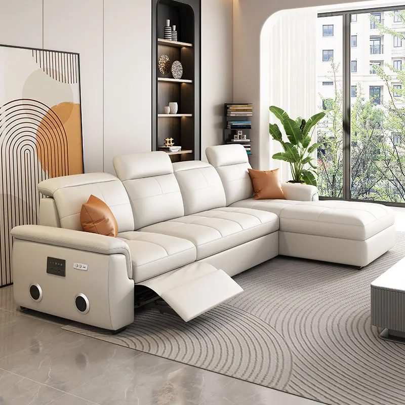 الكهربائية وظيفية أريكة سرير الأثاث مسند الرأس قابل للتعديل الجلود على شكل حرف L كرسي أريكة النشاط مزيج غطاء أريكة #6