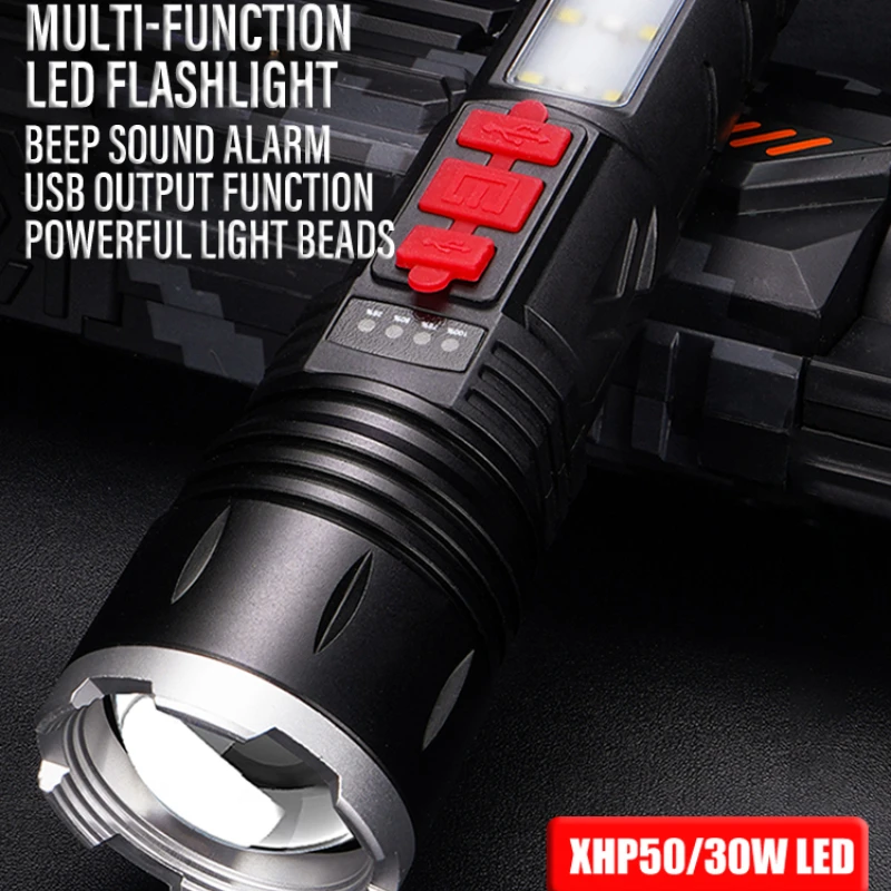 3000m High Power Zoom LED Flashlight IPX65 Waterproof Camping Fishing Lantern USB Rechargeable P50 Torch Long Lighting Distance