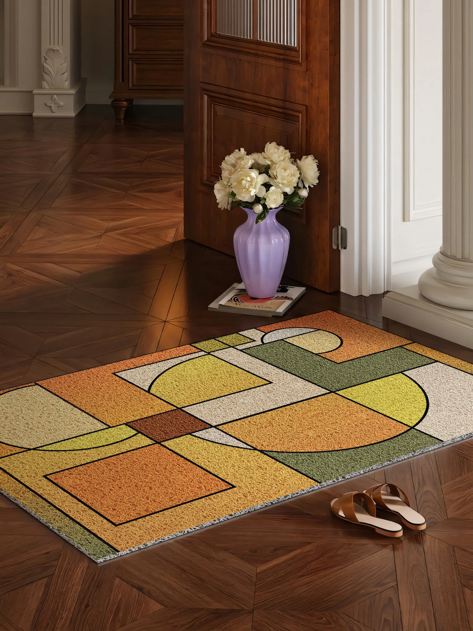Anti Slip Indoor Entrance Mat Geometric Pattern Wear Resistant Wire Loop Dirt Scraper Easy Maintenance Door Mat