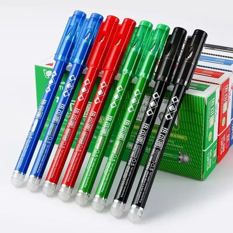 0.5mm Blue Black Red Green Erasable Gel Pen Set with Eraser Magic Ink Washable School Office Writing Painting Stationery