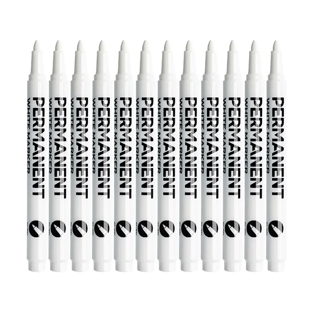 1/12Pcs White Permanent Paint Pen set for Wood Rock Plastic Leather Glass Stone Metal Canvas Ceramic Deep Hole Marker 1.0mm