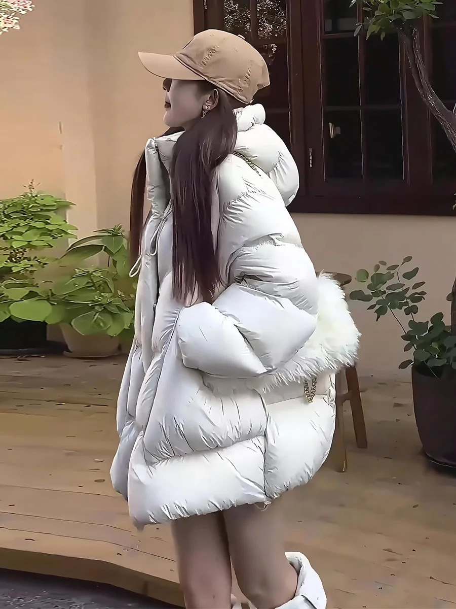 

Пуховик Cloud Dough White Du, женский, свободного кроя, с капюшоном, утепленный, зимняя верхняя одежда, модное пальто стандартной длины