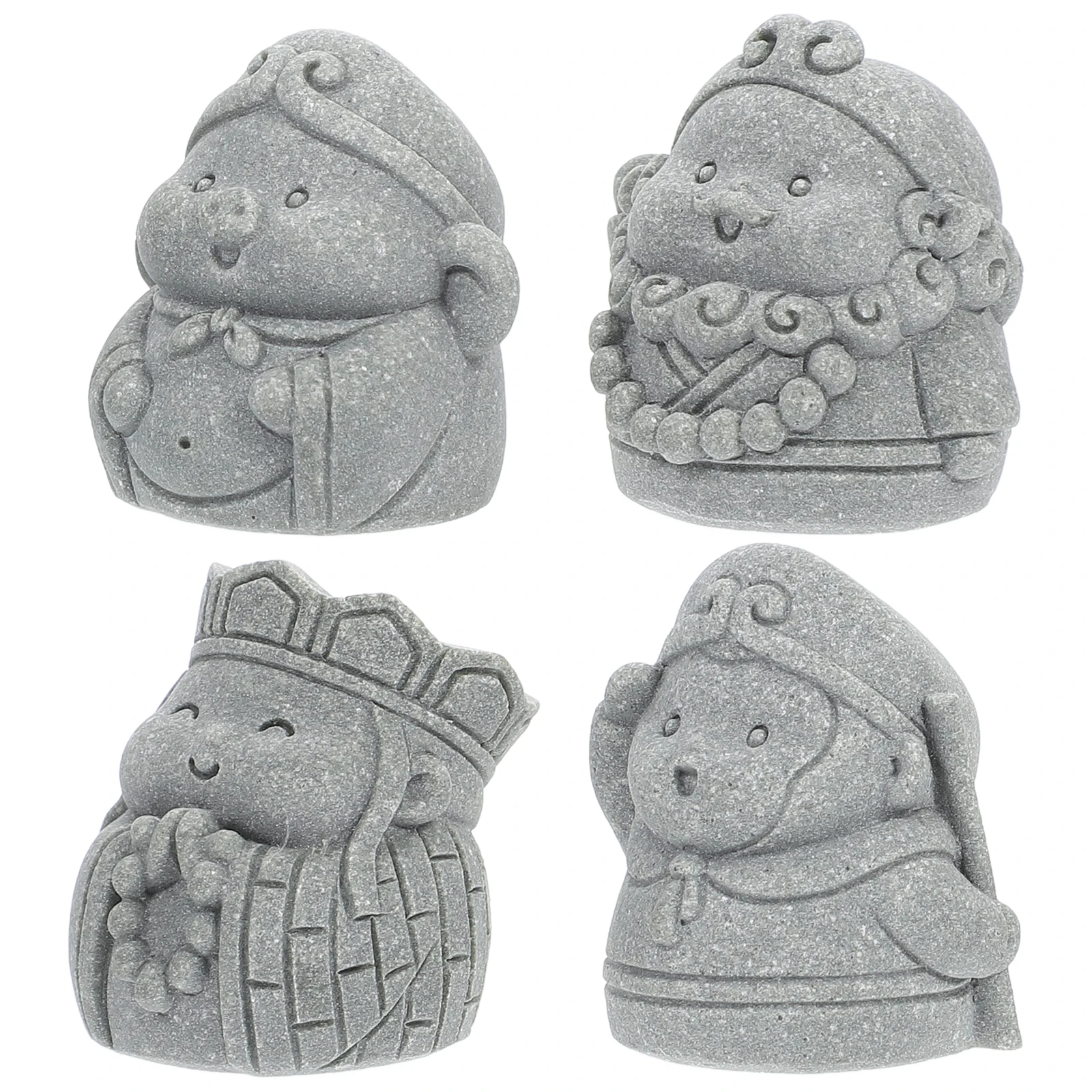 

4 Mini Journey to the West Figurines Resin Detailed Fish Tank Bonsai Desktop Garden Sculptures Outdoor Buddha nament