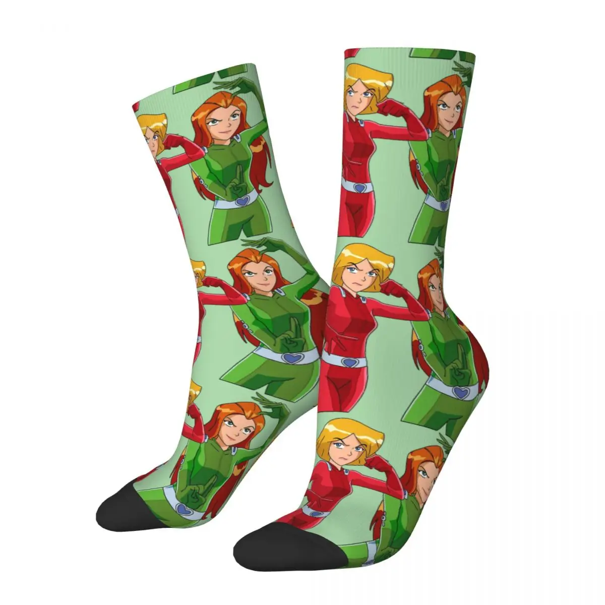 Funny Men's Compression Sock Characters Classic Vintage Totally Spies Sam Clover Alex Cartoon Hip Hop Seamless Crew Sock