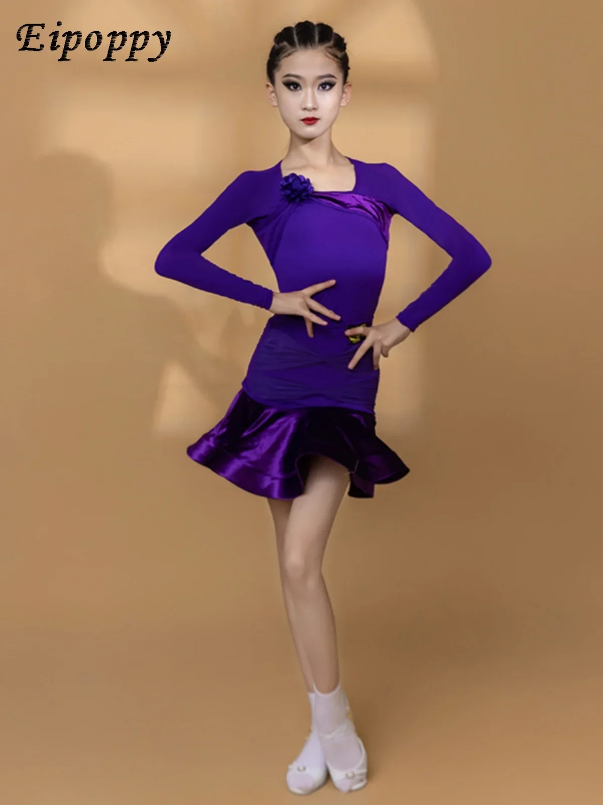 ชุดเต้นรำละตินเสื้อผ้าฝึกซ้อมแขนยาว