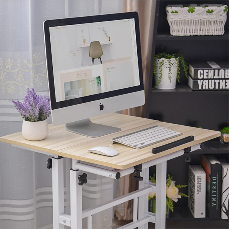 Height Adjus  Lifting Standing Computer Desk Movable Working   with Keyboard Tray for Home Office Laptop Working