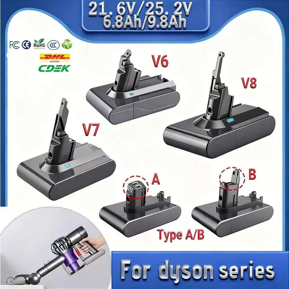 Batterie rechargeable pour aspirateur Dyson V6 V7 V8 Series SV07 DC31 DC34 DC62 58 Absolute Fluffy Animal Pro, 100% neuve