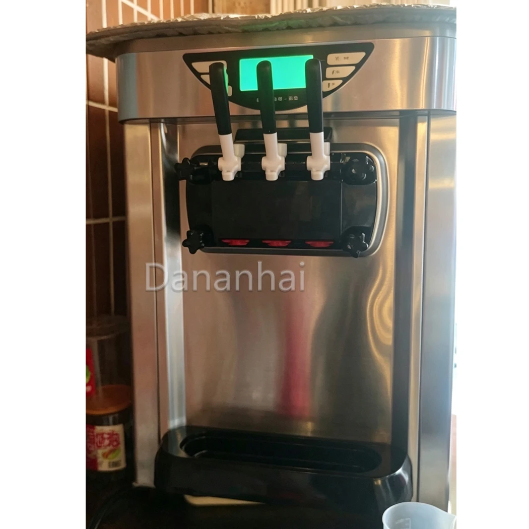 Countertop Triple Head Soft Ice Cream Machine Commercial Frozen Yogurt Equipment for Snack Kiosk