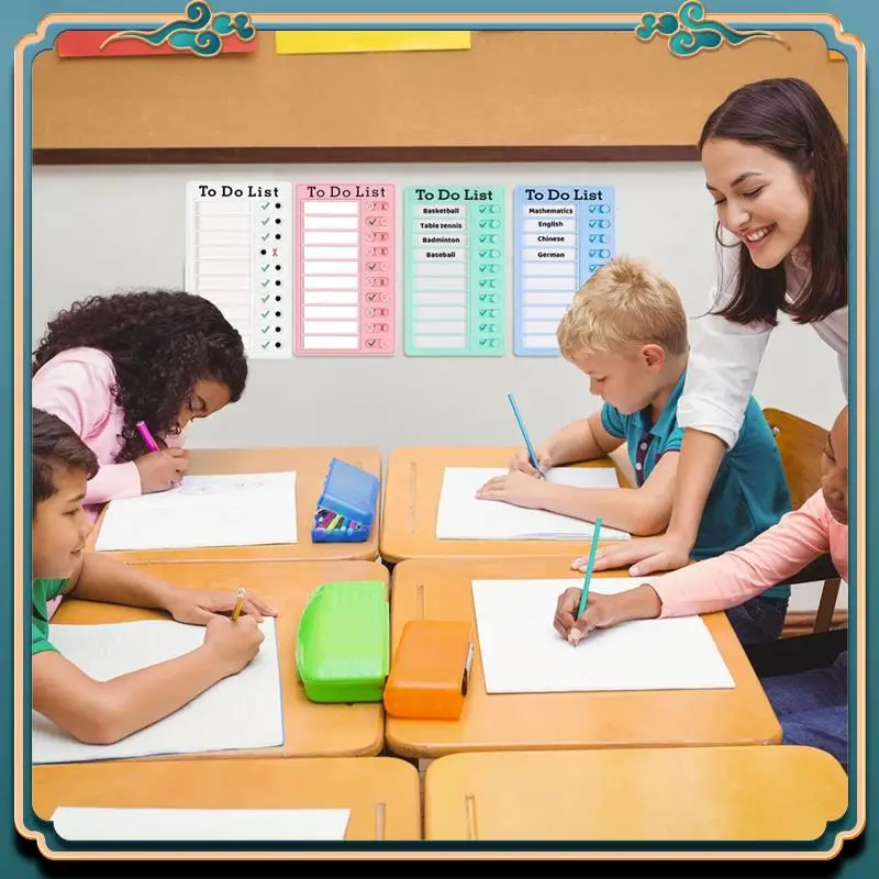 (Novo)-4 unidades de placa de lista de memorando apagável a seco, gráfico de tarefas, placa de lista RV com 10 papel apagável a seco