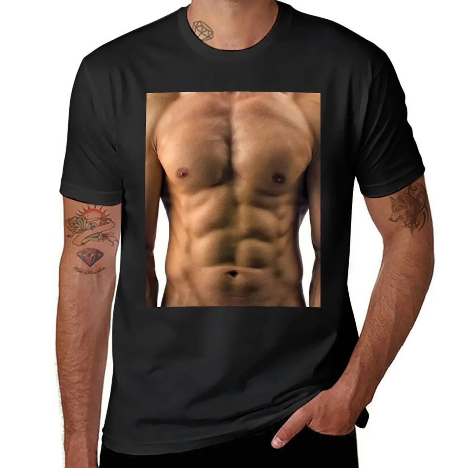 Muscle Man 6 pack abs Graphic T-Shirt korean fashion vintage clothes Men's t-shirts