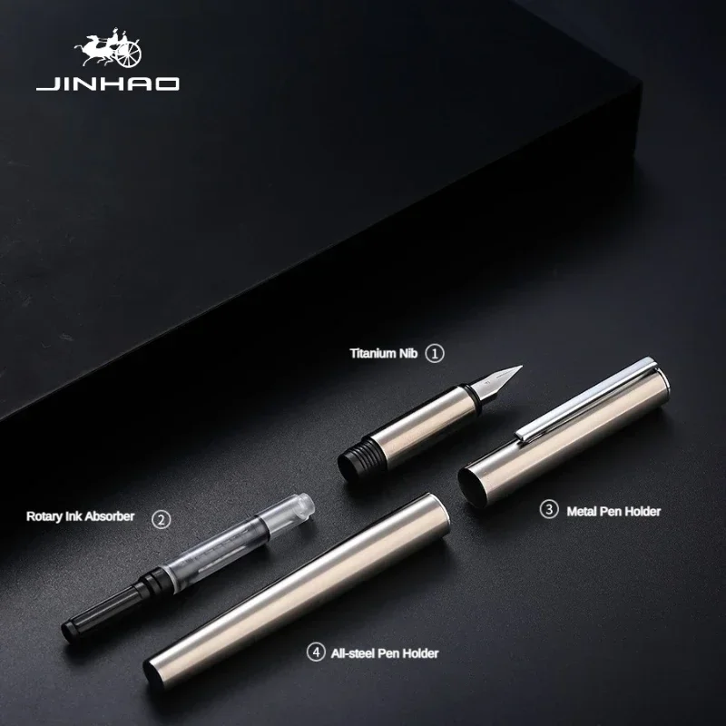 Imagem -06 - Jinhao-all Steel Fountain Pen 35 Series ef f Nib Negócios Escritório Estudante Escola Canetas de Escrita Artigos de Papelaria Luxo pk 9019