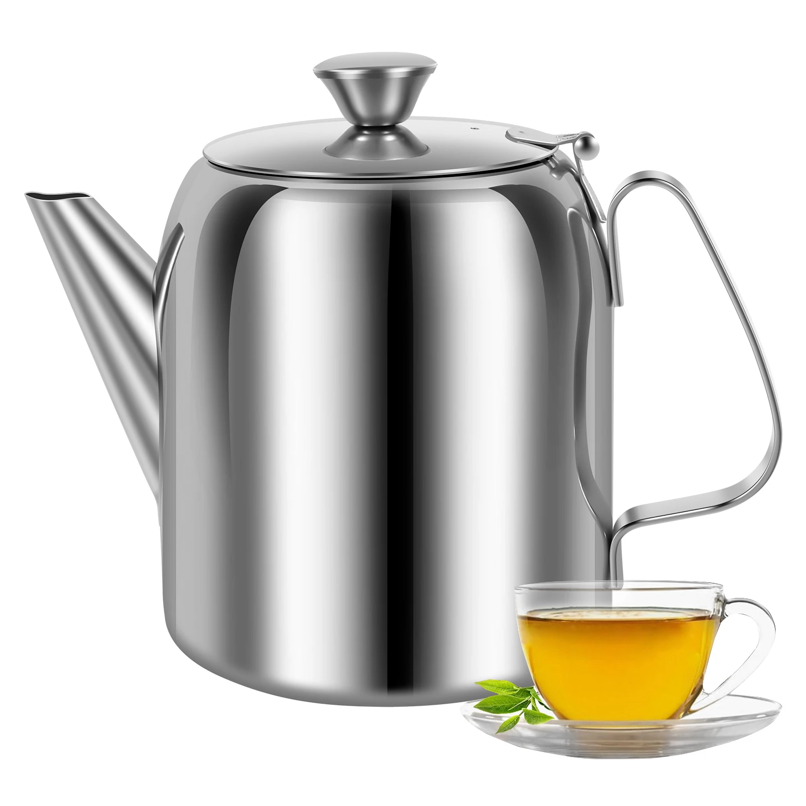 

Stainless Steel Tea Pot 560/900 ml Large Capacity Stovetop Coffee Kettle Cold Water Pot with Non Drip Spout for Induction Gas