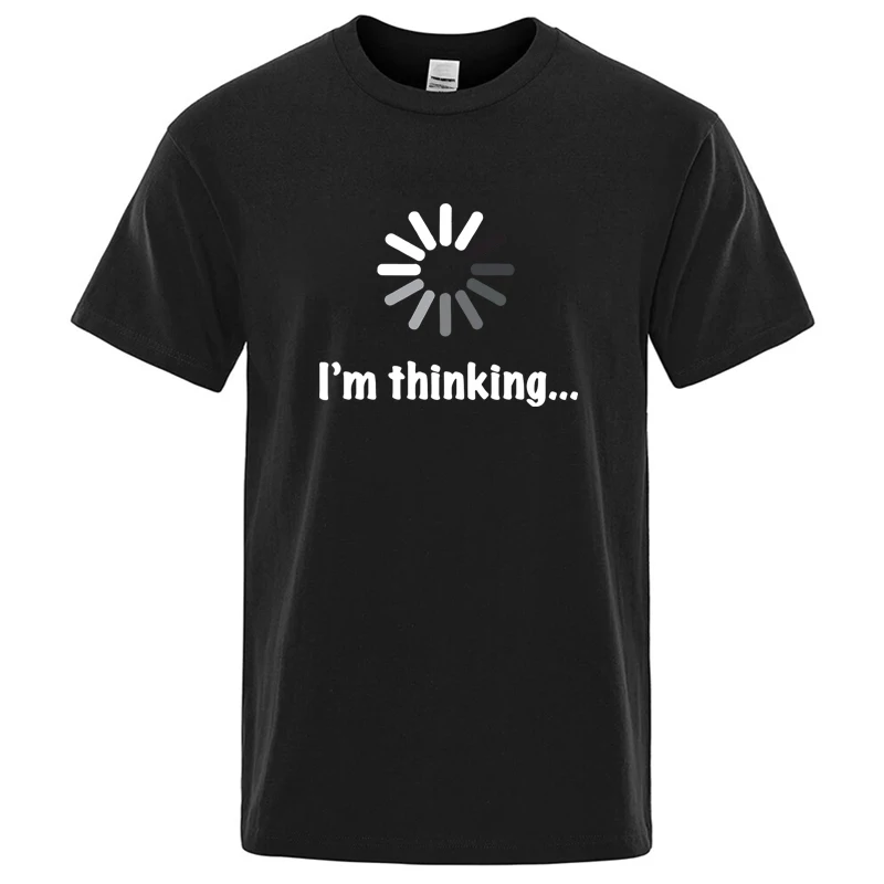 T-shirt pour homme de haute qualité en tissu mélangé, imprimé « I'm Thinking », décontracté, ample, streetwear, cool, col rond, haut pour homme