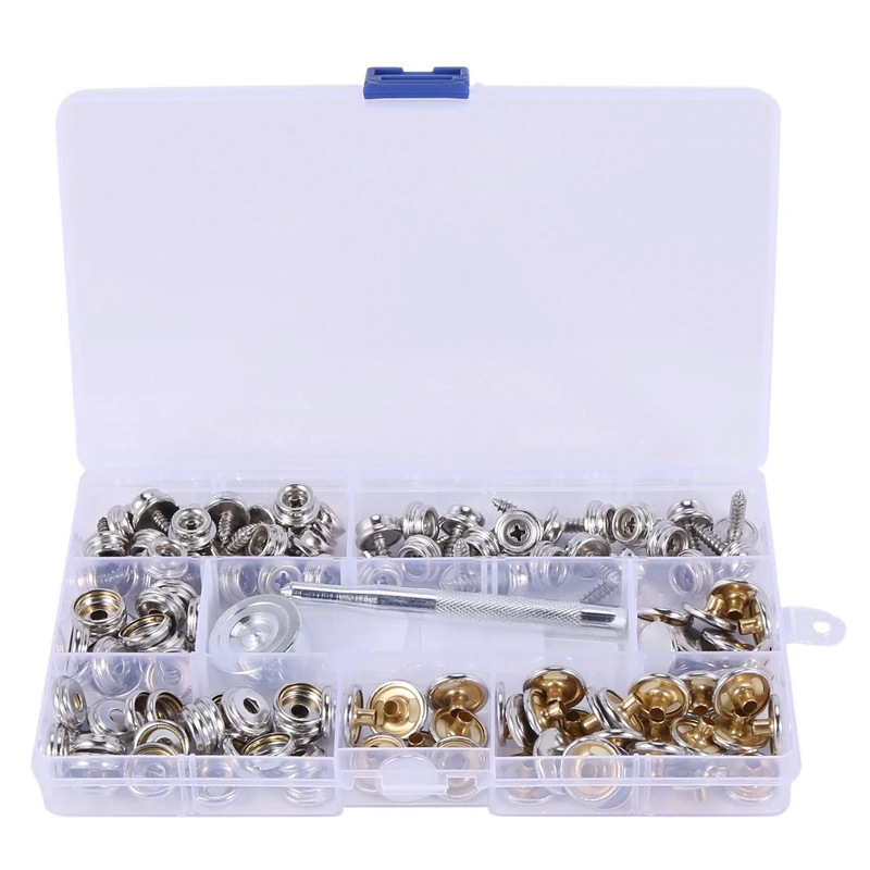 120-Pieces Stainless Steel Marine Grade Canvas and Upholstery Boat Cover Snap Button Fastener Kit CNIM Hot