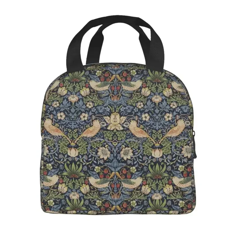 William Morris Strawberry Thief Pattern Resuable Lunch Box for Vintage Textile Cooler Thermal Food Lunch Bag Office Work