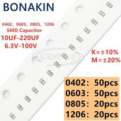0402 0603 0805 1206 SMD Capacitor 10UF 22UF 47UF 100UF 220UF 6.3V 10V 16V 25V 35V 50V 63V 100V 10% 20% X7R X5R