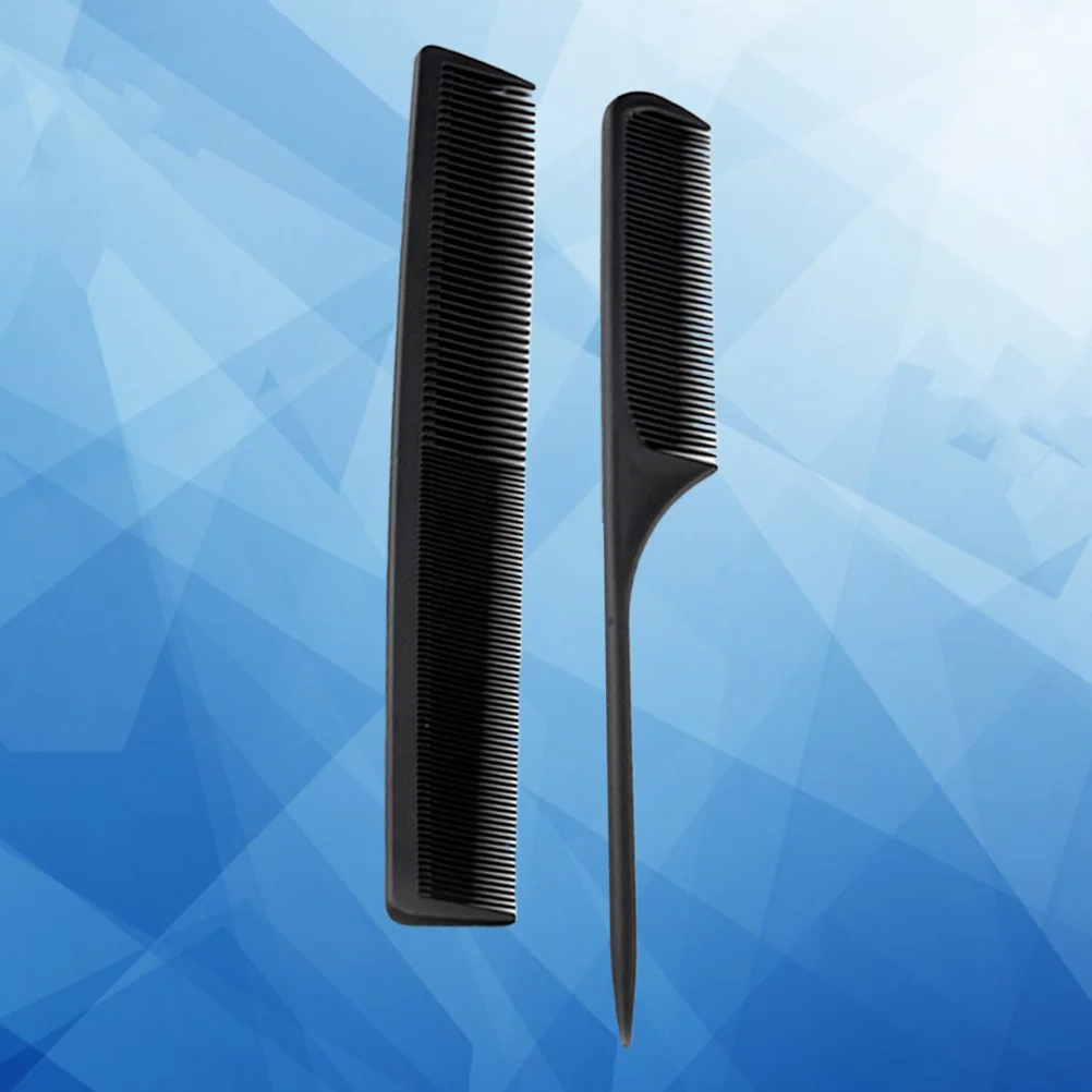 2 Stück Friseursalon-Kamm, Premium-Kunststoff, glatte Zähne, bequemer Griff, täglicher Friseur, schwarzer Haarkamm