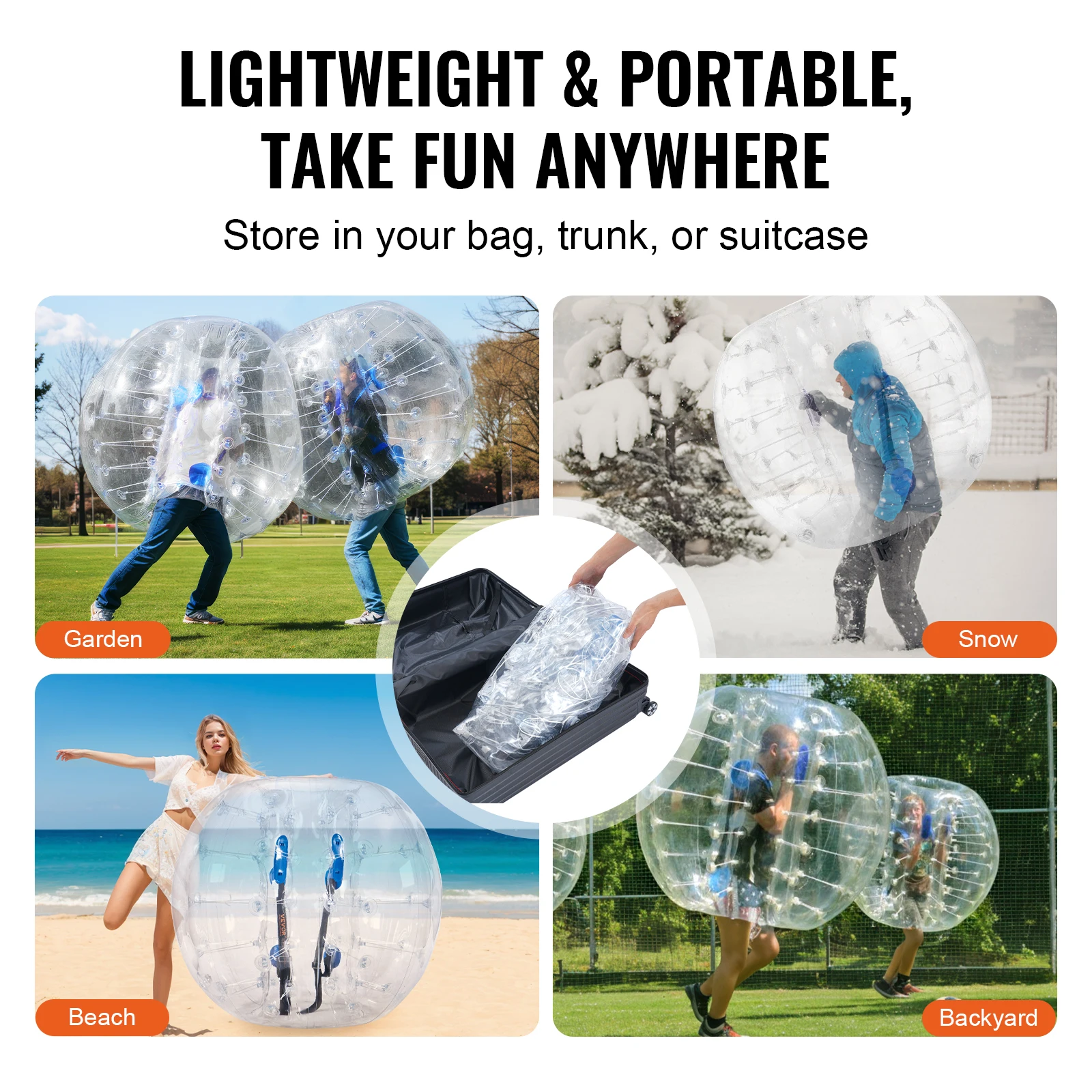 SucceBuy 4FT/1.2M Bola de pára-choque inflável 1/2PCS Corpo Sumo Zorb Bolas para Adolescente e Adulto 0.8mm PVC Bolha Bolas Bumper Bopper Brinquedos