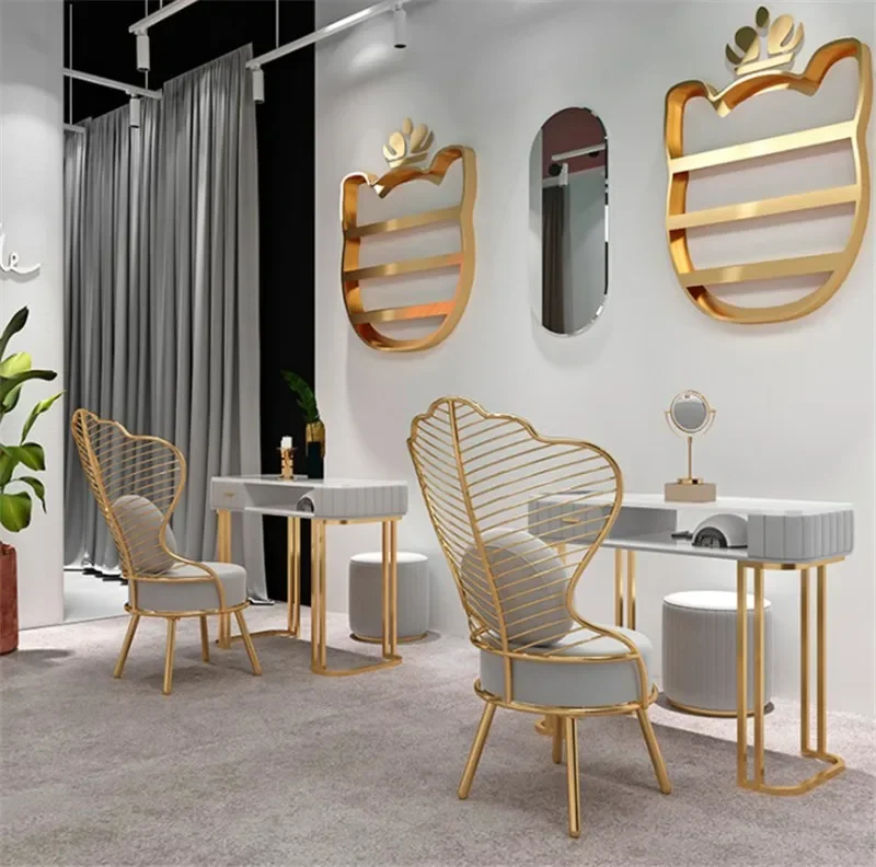 Nordic INS Hot-selling Nail Table and Chair Set, Simple Modern Single Double Layer Manicure Table