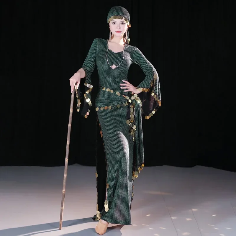 Trajes de dança do ventre robe leite seda ouro lantejoulas vestidos de dança baladi folk personalizado baladi shaabi roupas de dança oriental para adulto
