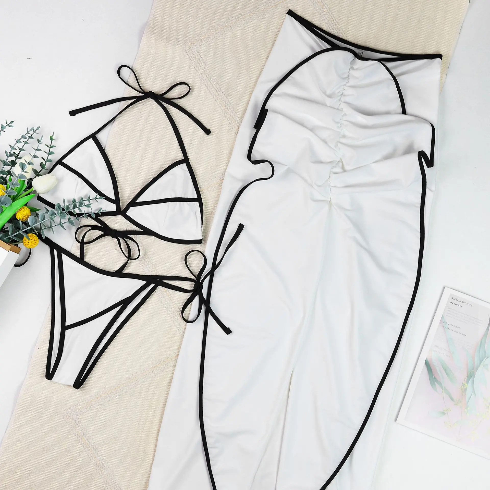 Conjunto de Bikini Sexy de 3 piezas, microbikini 2025, traje de baño para mujer, traje de baño femenino, conjunto de Bikini con falda larga, traje de baño, ropa de playa para cubrir