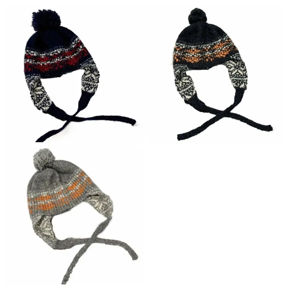 Casual Jacquard Knitted Beanies Caps Weave Y2k Ear Protection Cap Coldproof Keep Warm Women Wool Cap Girls
