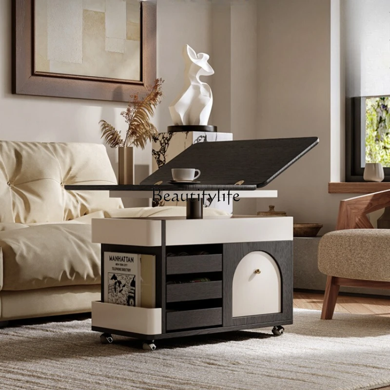 

Italian minimalist movable coffee table modern simple living room sofa lift folding