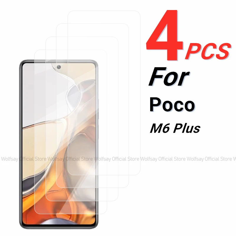 2/4PCS Screen Protector For Xiaomi Poco M6 Plus Tempered Glass Xiaomi Poco M6 Plus Full Glue Screen Phone Glass Protective Film