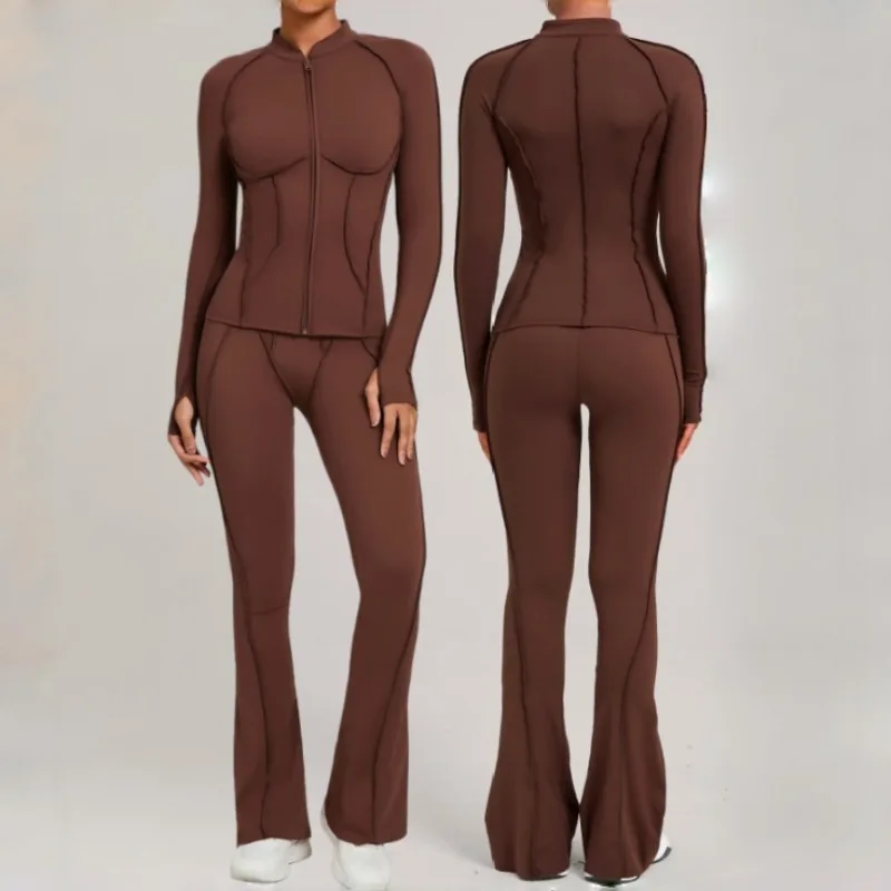 

Women's Autumn and Winter Yoga Clothes Hair Grinding Slimming Slimming Hip Lifting Fitness Clothes Outdoor Sports Running Set