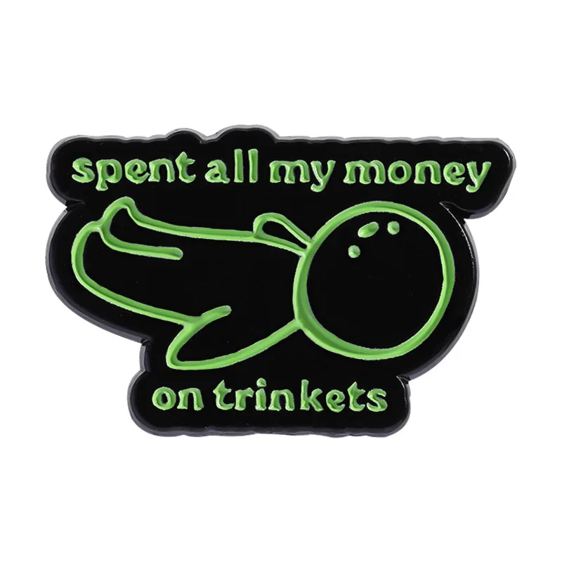 Cartoon green people with funny shapes badges Creative English letters alloy pins Clothing bags accessories as gifts for friends