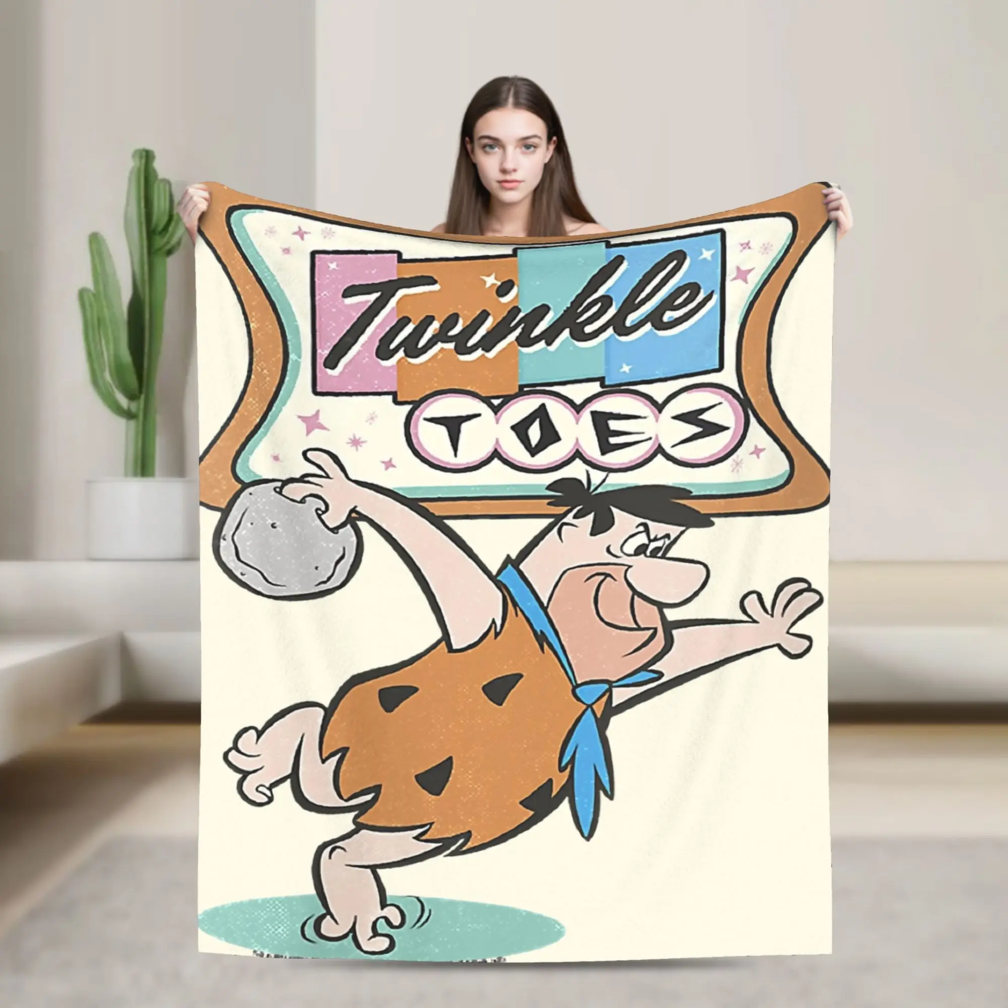 Comfort The Flintstone Twinkle Toes Bowling Alley  Blanket Stuff Room Decorative  Throw Blanket Super Warm Fleece for Outdoor