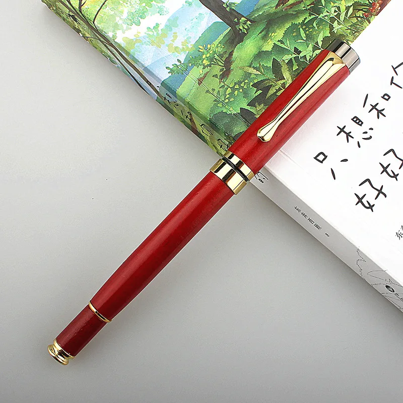 High Quality 86 red wood Rollerball Pen school supplies Calligraphy Signature Ink Pens For Writing Pen refill 0.7mm Medium Nib