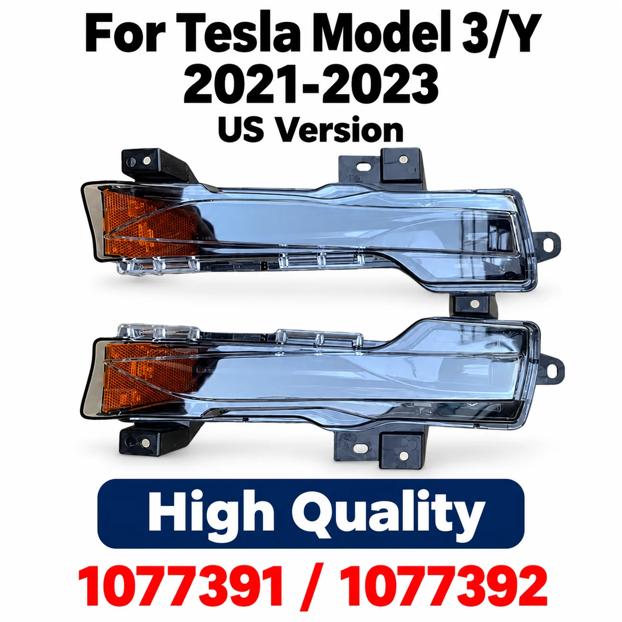 For 2021-2023 Tesla Model 3/Y 1077391 1077392 U.S. Regulations - Front Fog Light Daytime Running Light 1077391-00-E 1077392-00-E