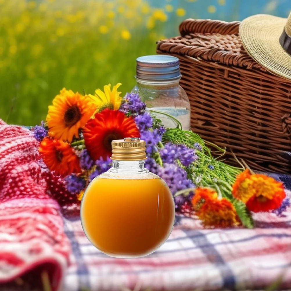 

6pcs Clear Round 150Ml Fillable Ornament Bottles Holiday Drink Holders Christmas Tree Decorations Diy Wedding Party