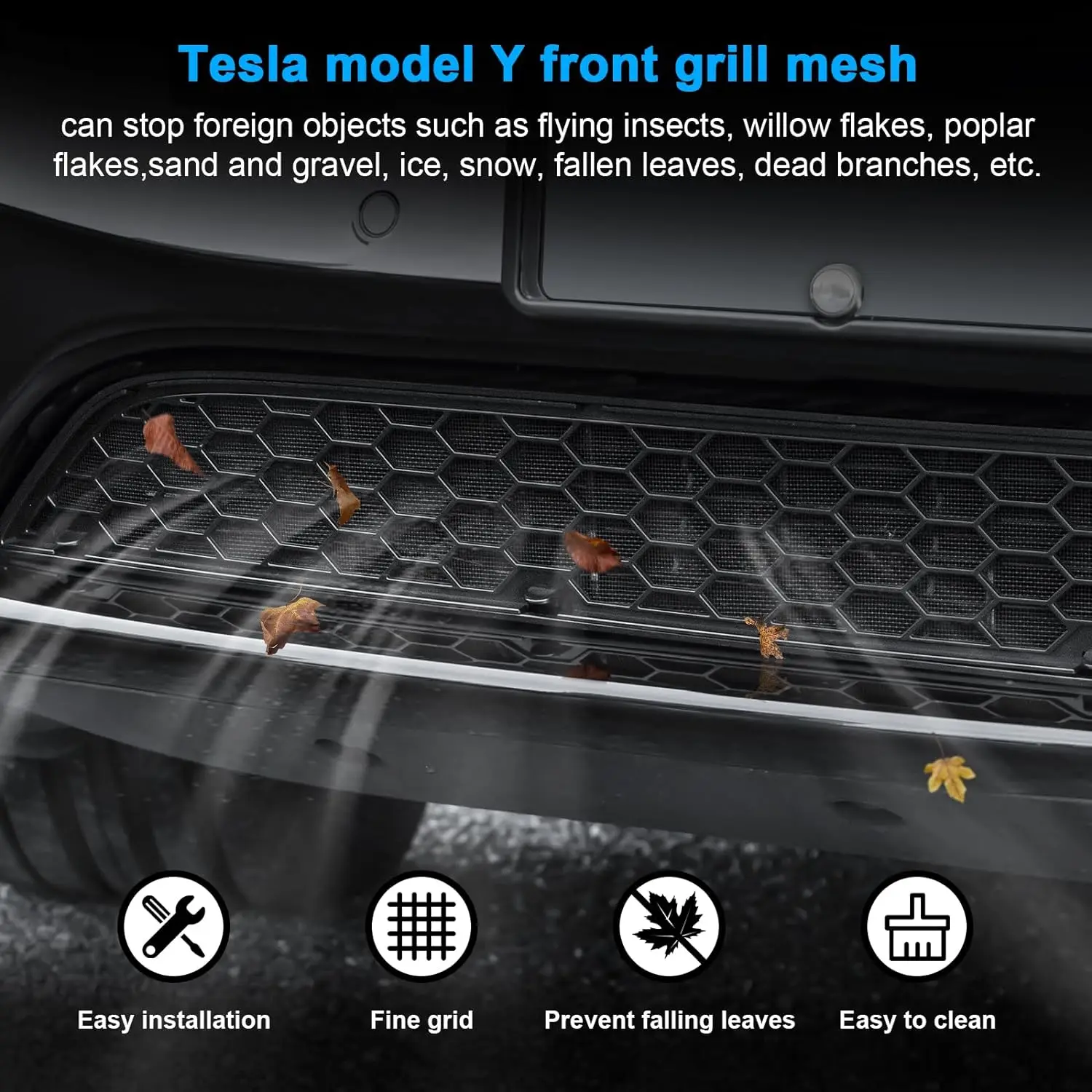 Grille Mesh Inserts for Tesla Model Y 2021-2024 Front Air Inlet Vent Grille Cover Replacement for Tesla Model Y Accessories