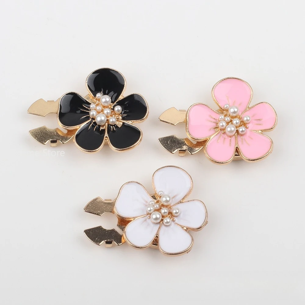 

1pc Pearl Camellia Button Covers Cufflinks Turtle Clasps for Women Blouse Shirts Bridal Formal Wear Fashion Accessories