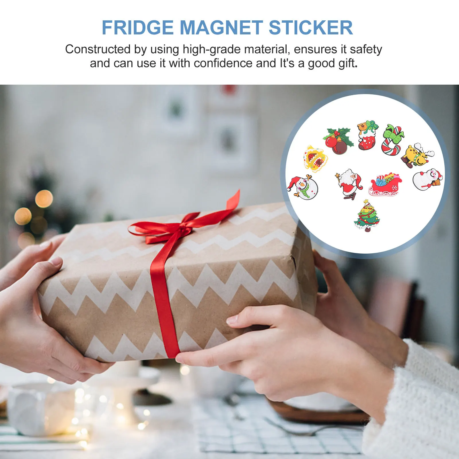 

10Pcs Christmas Fridge Magnet Stickers Xmas Themed Refrigerator Magnetic Decals Decorative Holiday Refrigerator Magnets