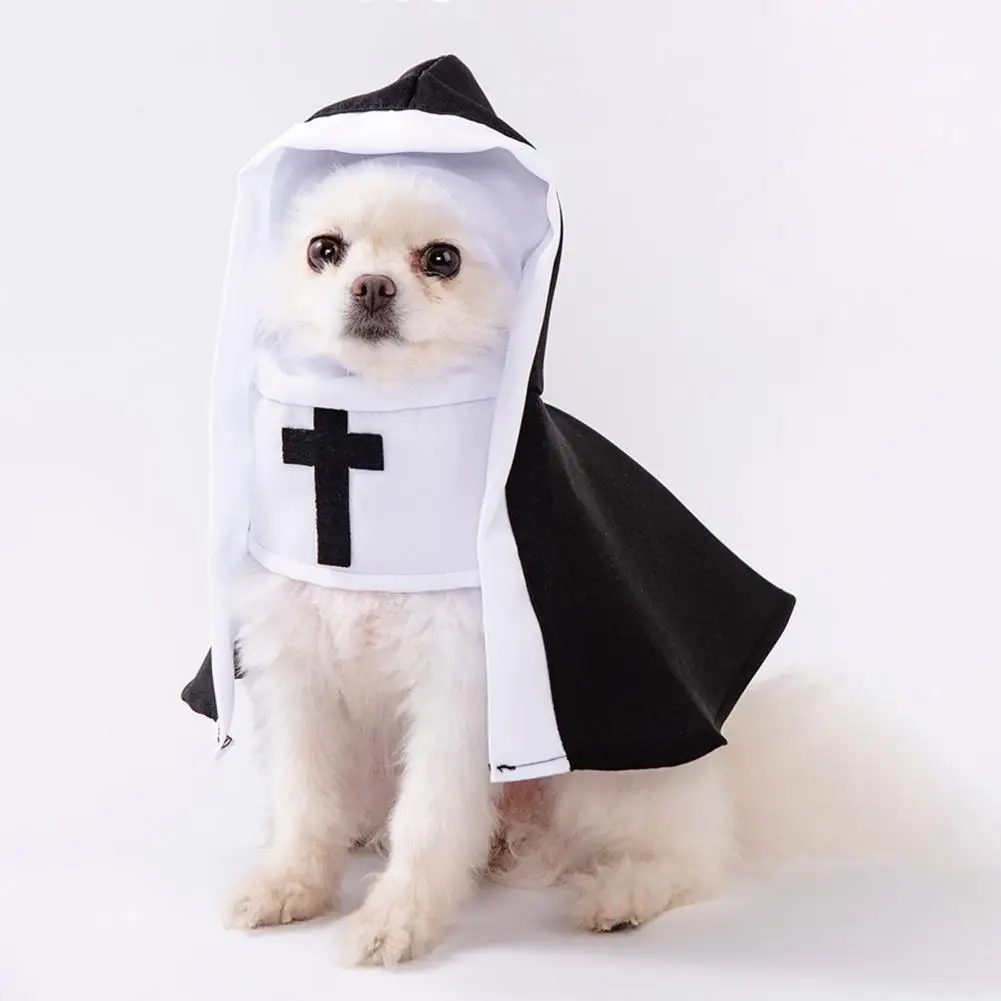 Haustierkostüm, nicht einschränkendes Haustieroutfit, Katzenkostüm im Nonnenstil für Haustiere, niedliches Haustier-Cosplay-Outfit, lustige Partykleidung für kleine und mittelgroße Hunde. – Detail 1