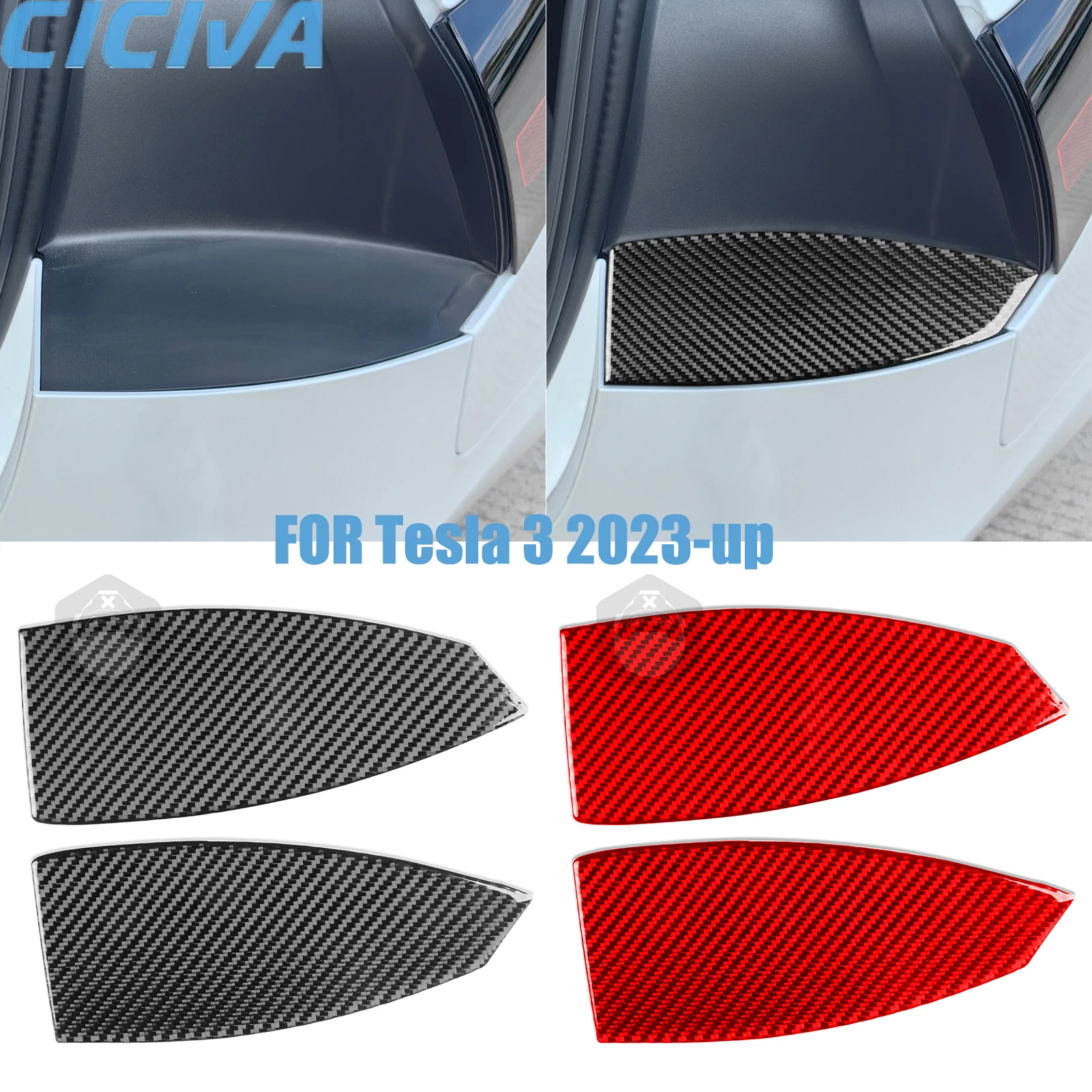 For Tesla 3 2023-up Rear tail light pad Decorative Real Carbon Fiber Stickers Car External Accessories