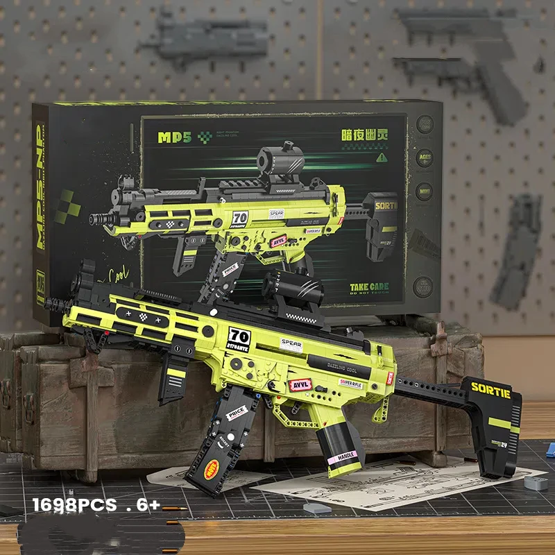 MOC II Wojna Światowa Broń Militarna Strzelba Karabinek Snajperski Karabinek Szturmowy Klocki Mini Miasto Policja Pistolet Cegła Zabawki DIY dla Dzieci Prezenty