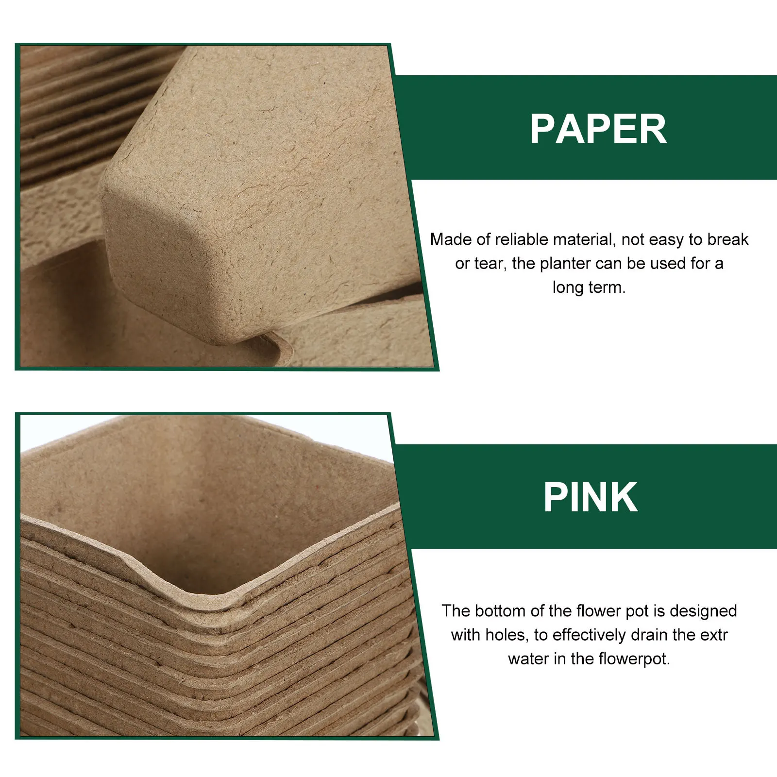 

1 Set Paper Nursery Pots Planting Containers With Drainage Holes Stackable Lightweight Flower Pots For Indoor Outdoor Garden